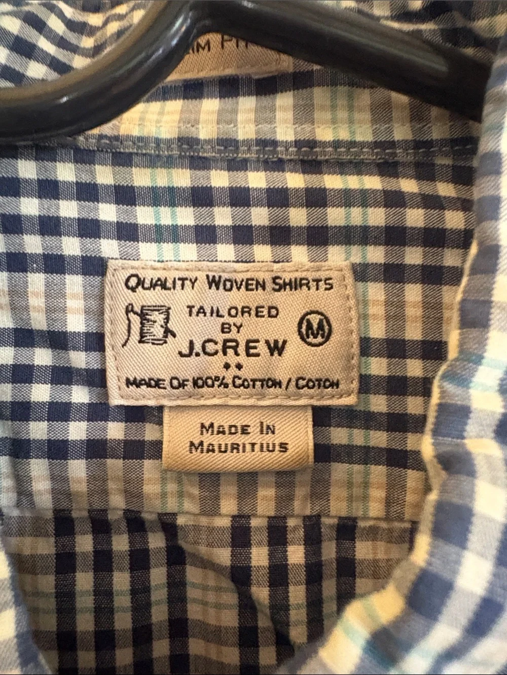 J Crew Classic Men's Button-Down Plaid Shirt - Blue & White